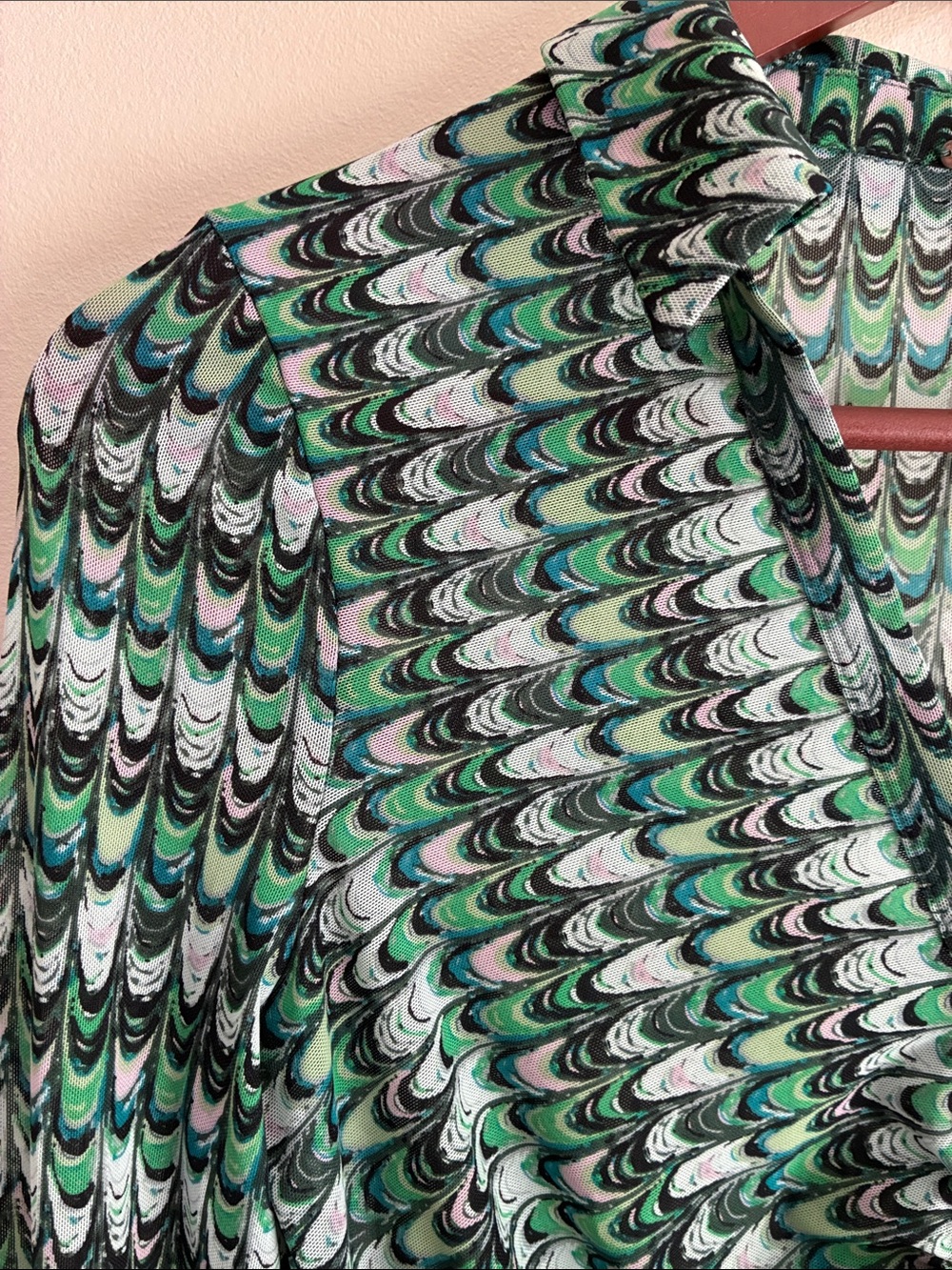 Free People Women's Lucky Shirtee Green Print Button Up Shirt Size XS/S - Picture 3 of 11